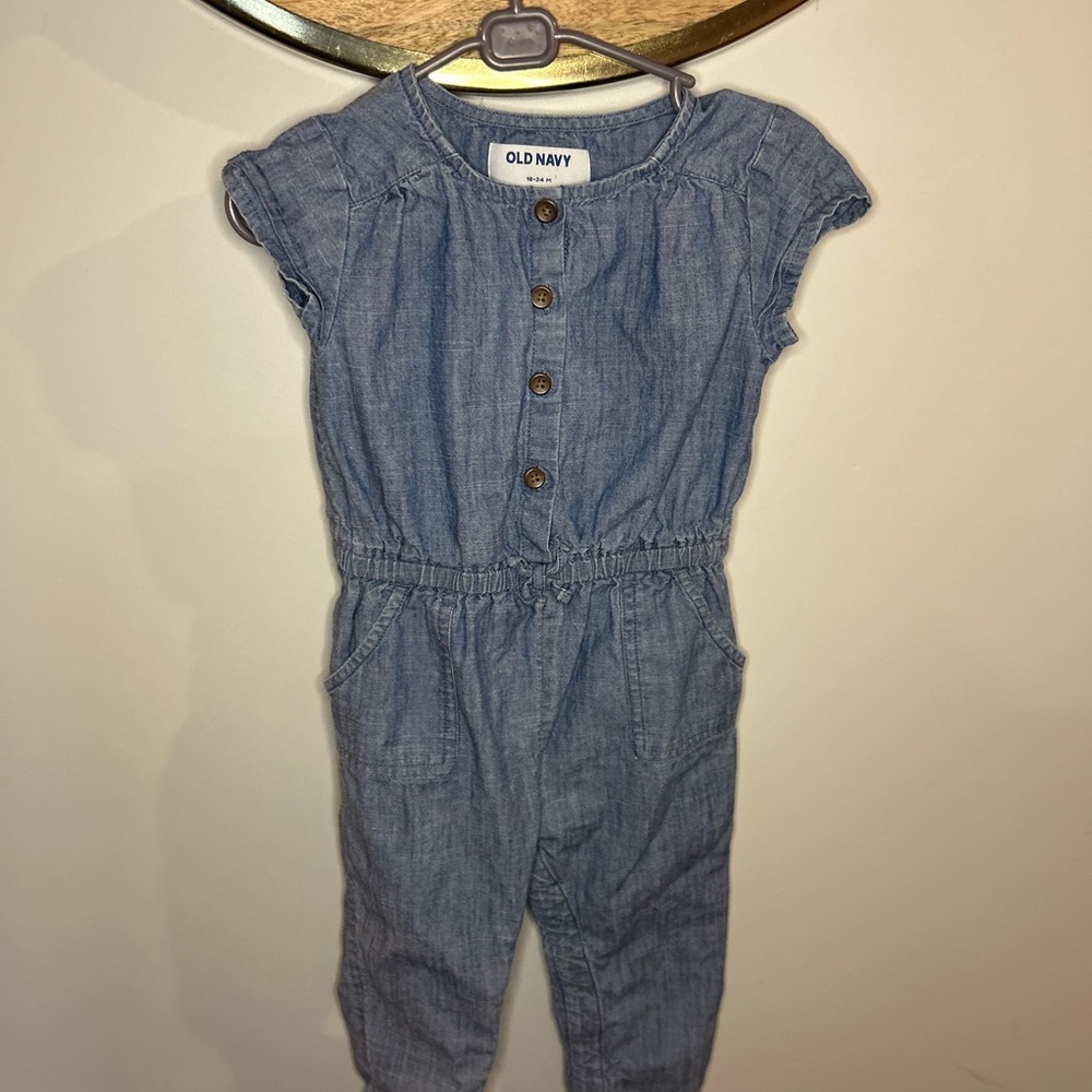 Old Navy Kids Light Blue Button-Up Romper